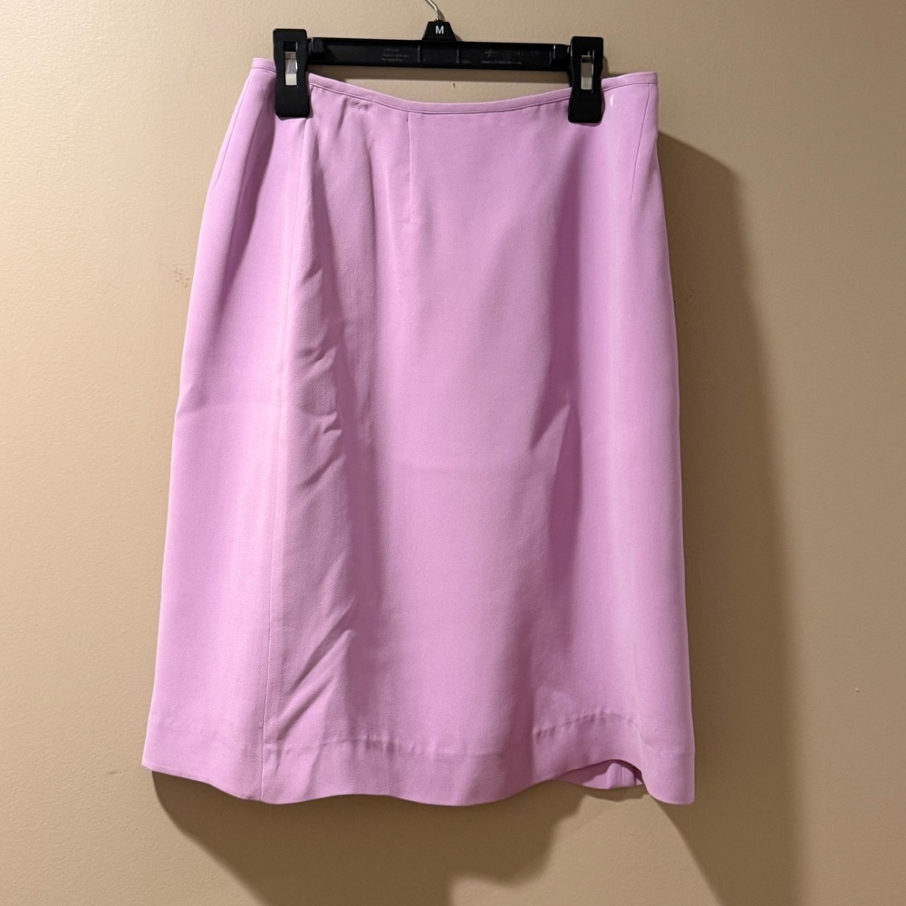 Vtg Casual Corner Silk Womens 6 Purple Pencil Knee Length Lined Quiet Luxury
